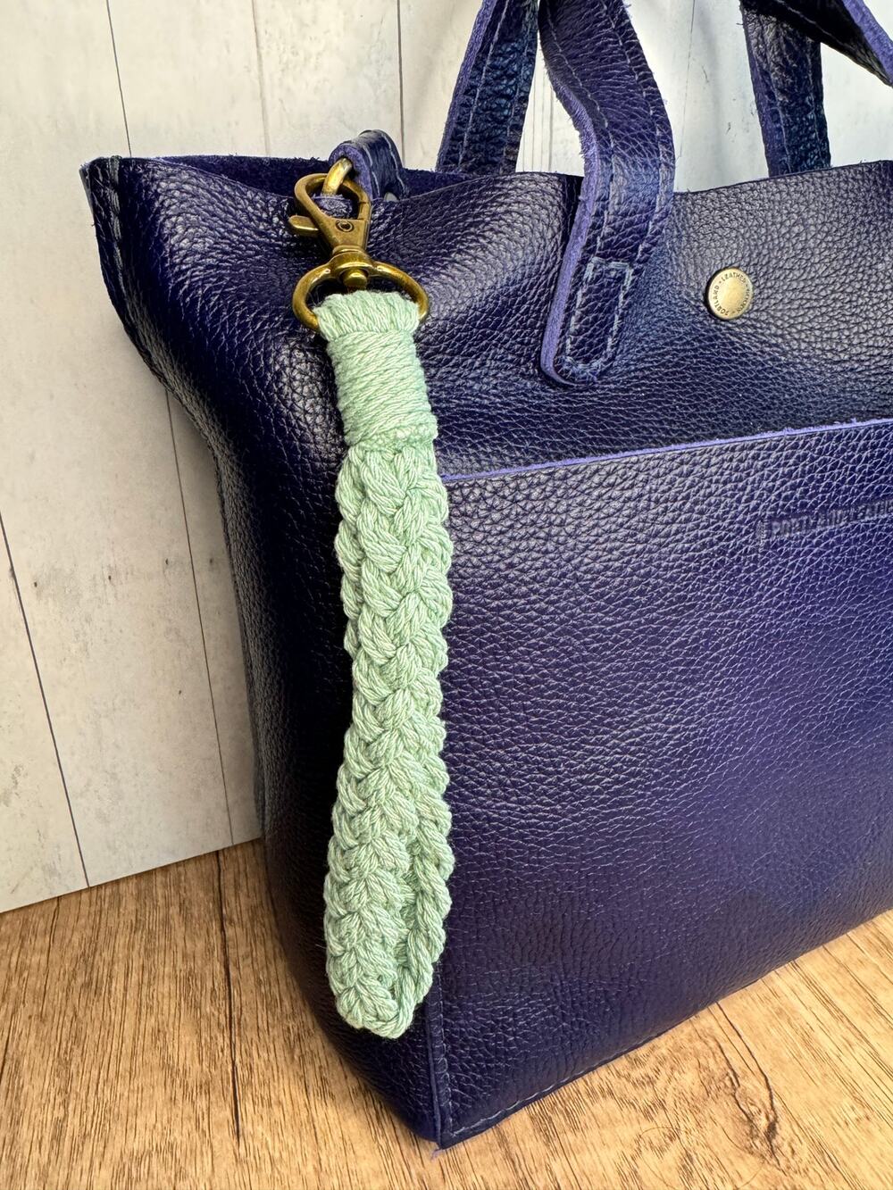 Mint Green Wristlet Strap Woven Macrame Keychain Boho Purse Charm FAST SHIP NEW
